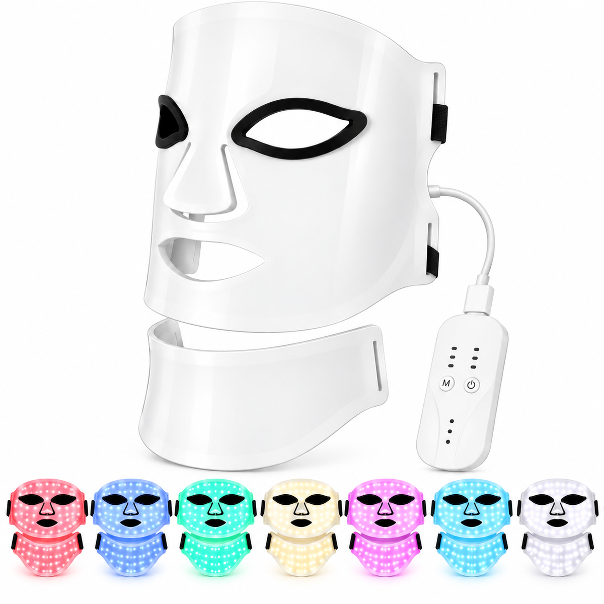 Masque LED Silicone Pro — Visage & Cou, 7 couleurs