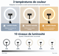 Ring Light LED 26 cm avec Trépied – Éclairage Réglable pour Maquillage, Beauté & Photos